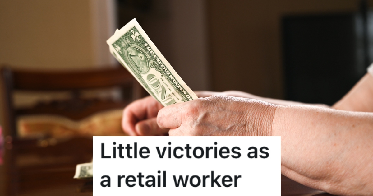 person counting out one dollar bills