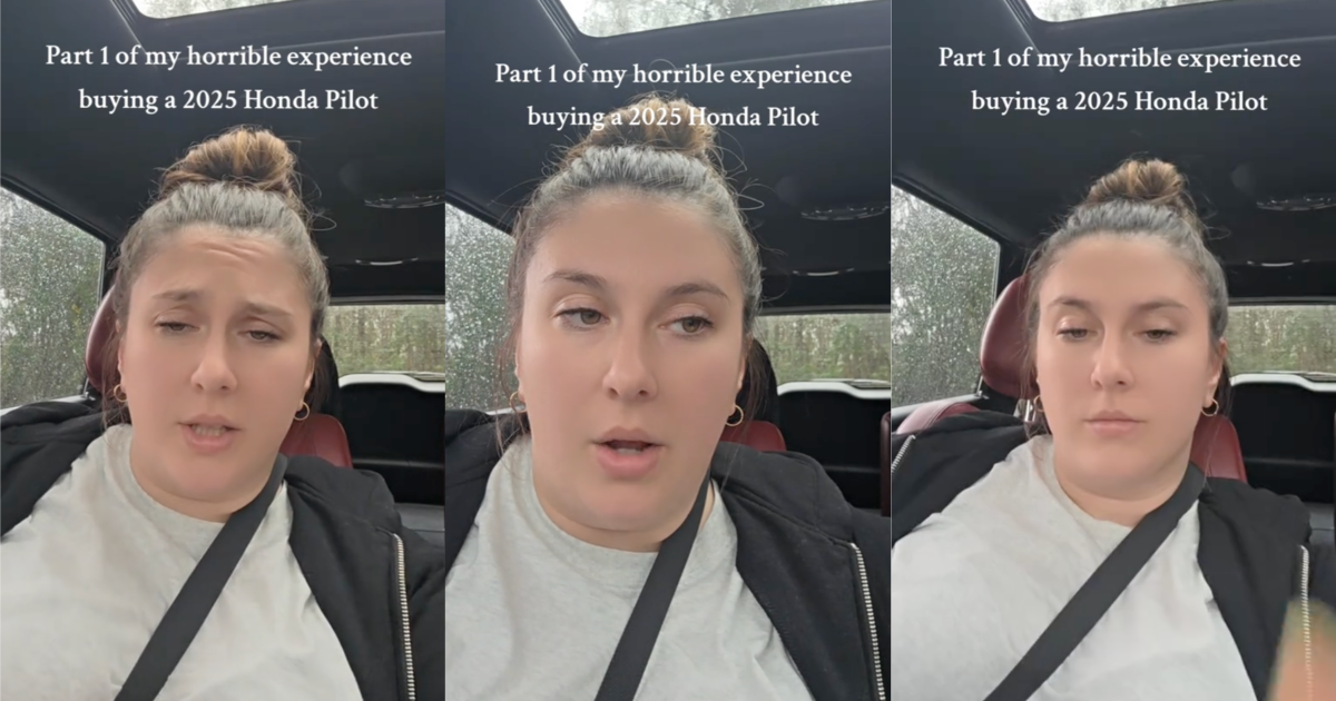 woman talking in her car