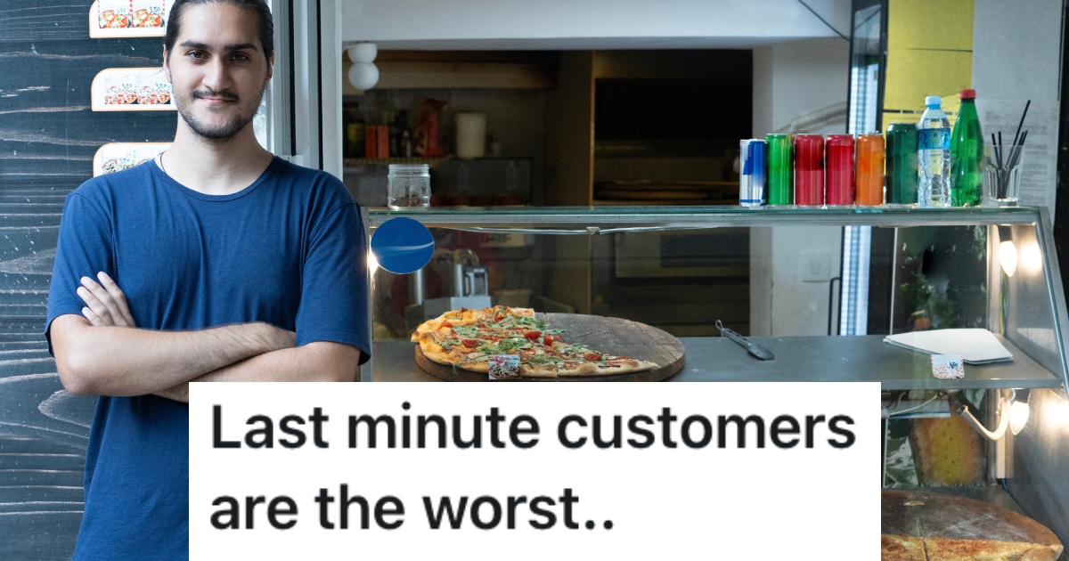 A Cranky Customer Dragged Their Feet On An Order Right Before Closing Time, So This Restaurant Worker Hung Up On Them man at a pizza restaurant