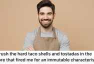 Employee With A Lisp Got Fired From A Grocery Store Job, So Every Week They Return To The Store And Crush All The Taco Shells