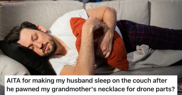 man sleeping on a couch