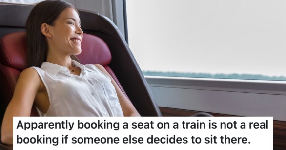 woman sitting on a train