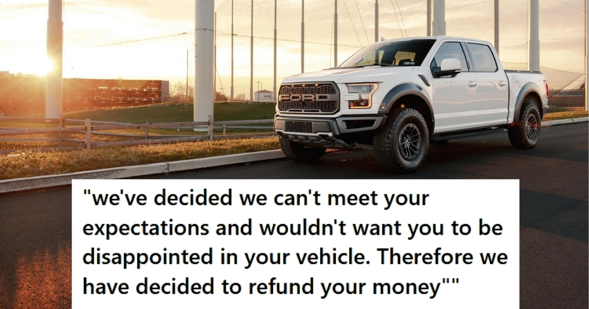 White F-150 Raptor on sunset landscape