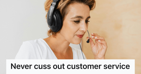 woman with a headset talking to a customer
