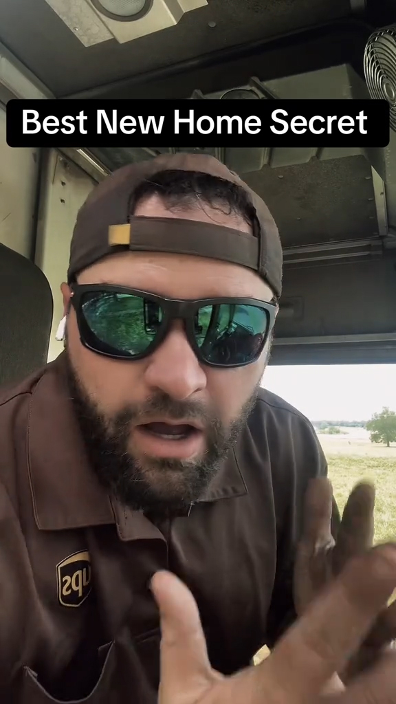 UPS driver in his truck