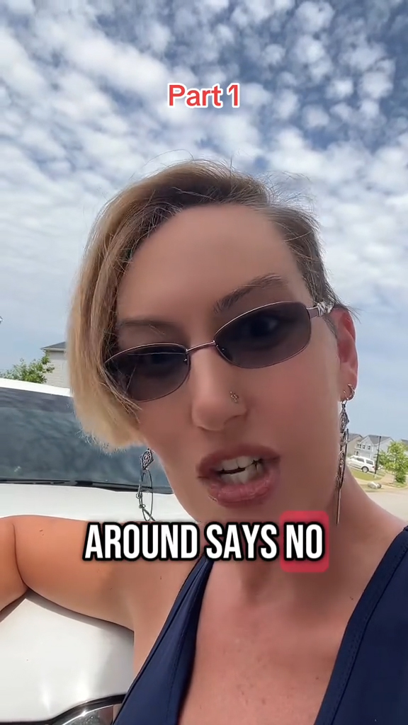 Lanna in the driveway with her dad's car
