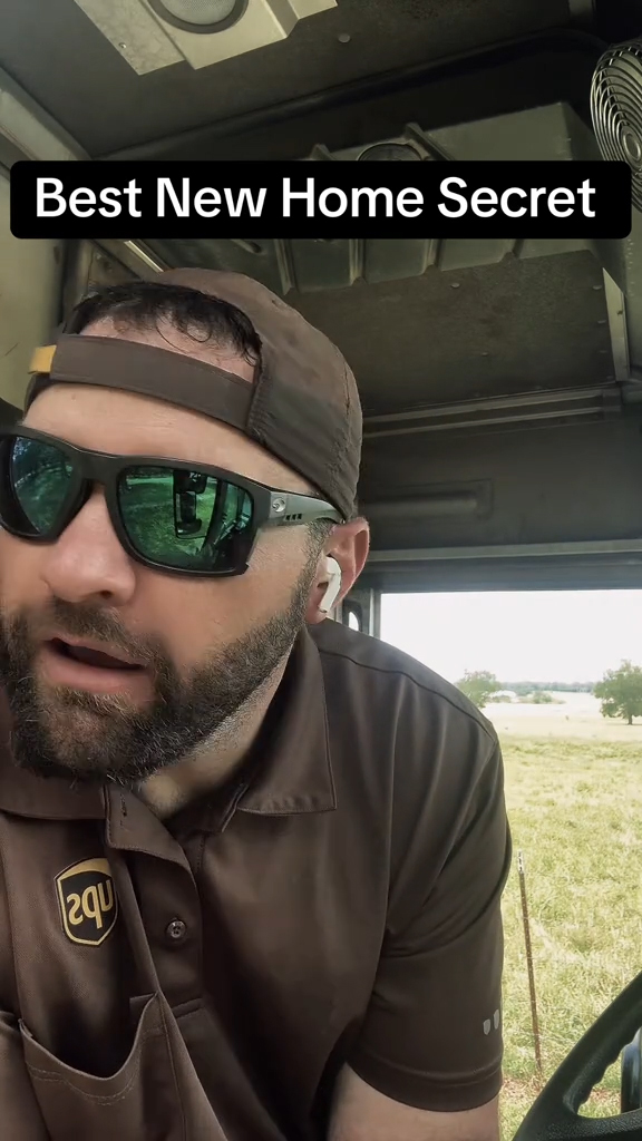 UPS driver in his truck