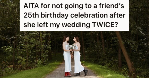 Two brides in a forest