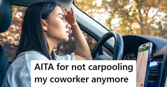 Woman driving while looking worried