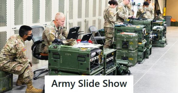 Army soldiers creating schedules on the computer