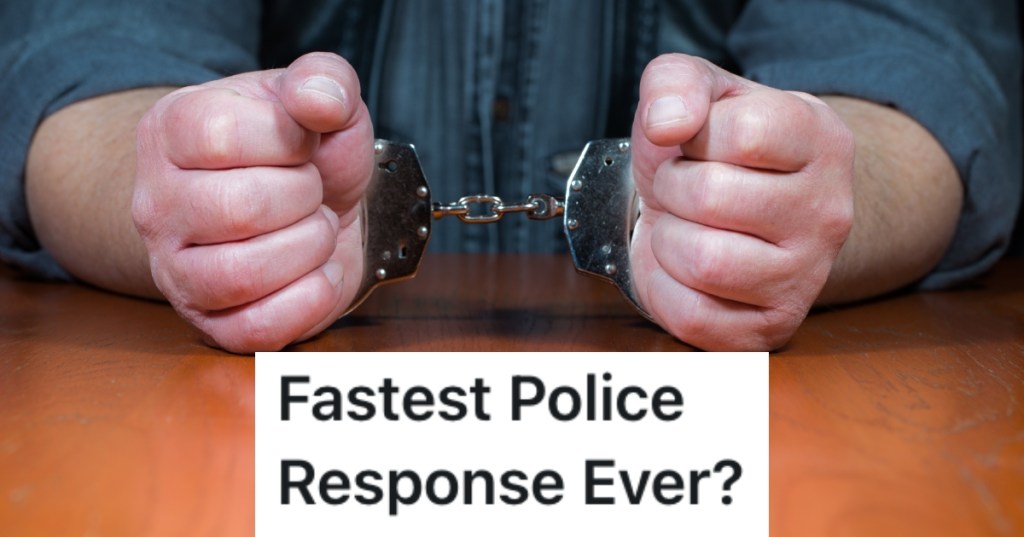 man with handcuffs on