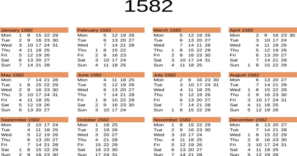 Calendar from 1582