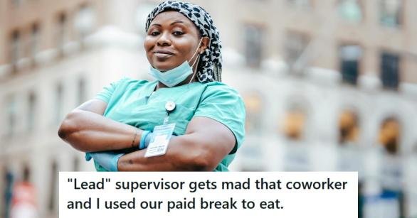 Nurse folding her arms and smiling smugly about her compliance