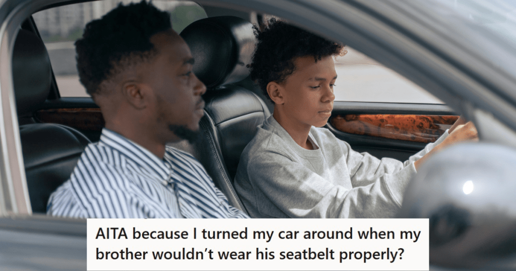 Two boys sitting in a car