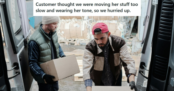 Two men loading boxes from a truck