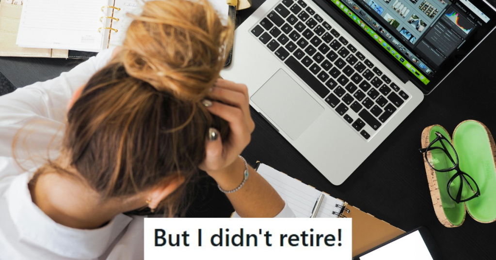 Girl sitting on a desk and holding her head