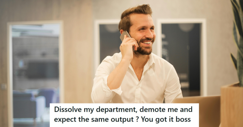 Man in white shirt talking on call in office