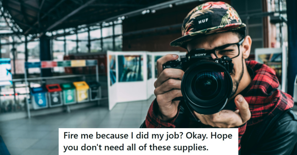 Man holding a camera towards a camera