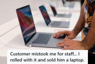 Customer Mistook Him For Staff At An Electronics Store, So He Gave A Full Sales Pitch And Ended Up Picking Out A Laptop The Guy Actually Bought