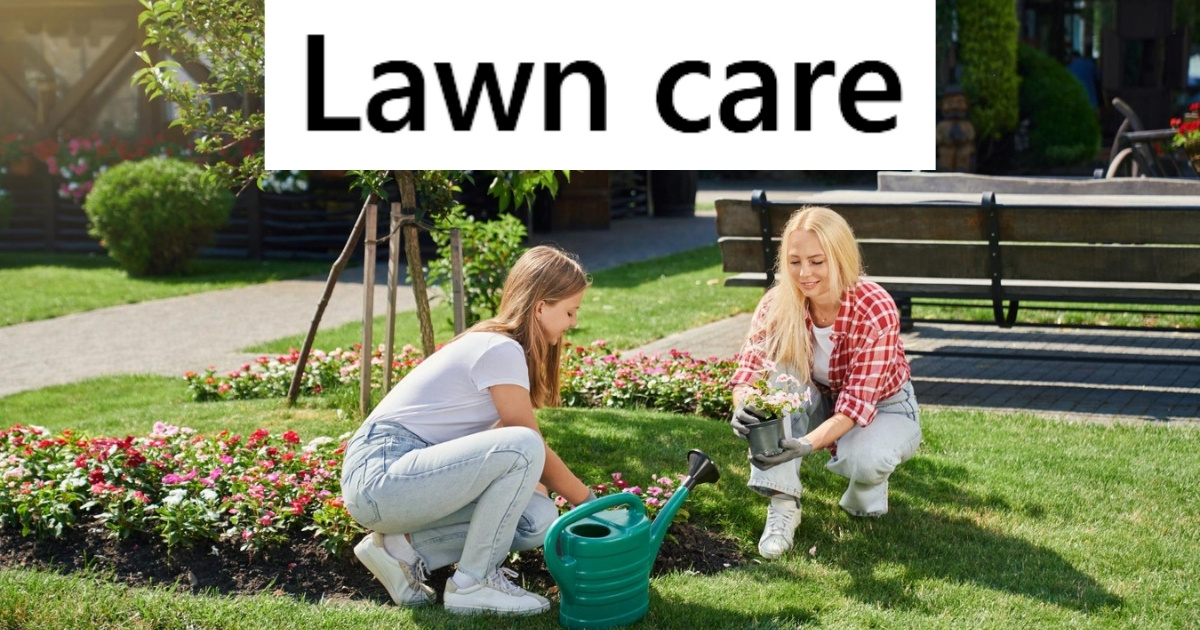 Woman and her daughter tending garden