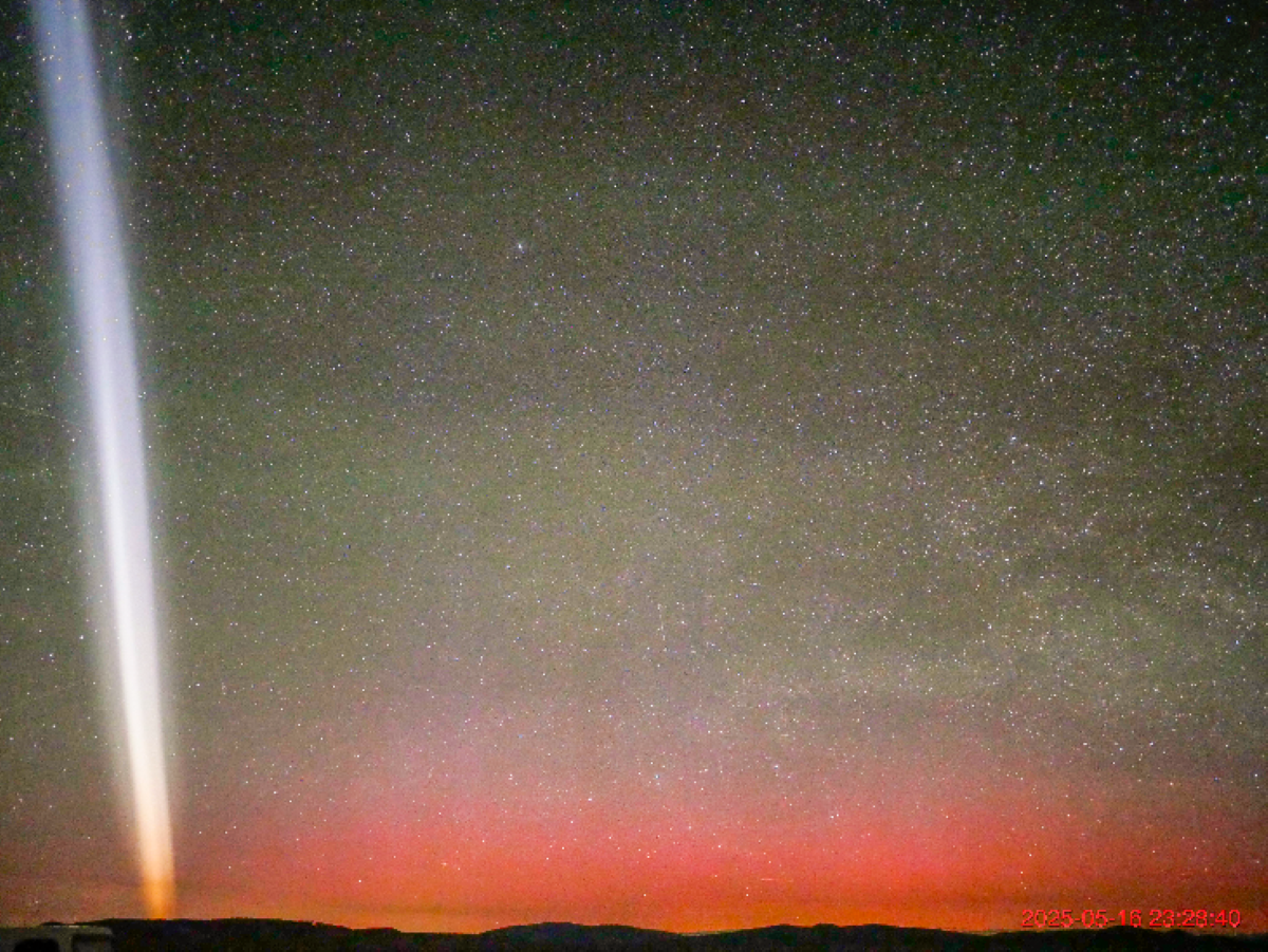 Rocket light in the night sky