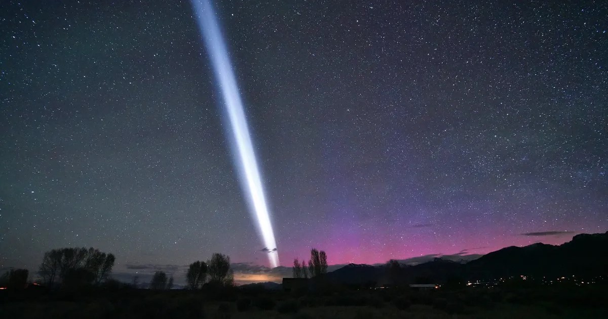 Rocket light in the night sky