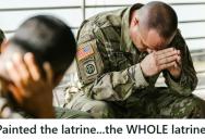 Line Chief Told Him To Paint The Whole Latrine, So He Painted Everything Including The Toilets, Lightbulbs, And Trash