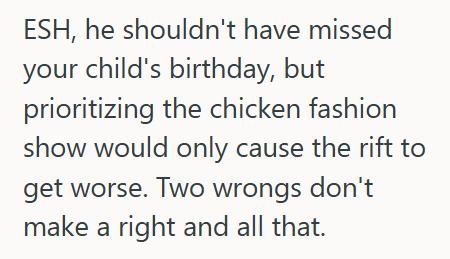 Pretty Chicken 3 Her Father In Law Skipped His Grandchild’s First Birthday For A Ballgame, So Now She Plans To Skip His Wedding Reception And Attend A Chicken Fashion Show Instead