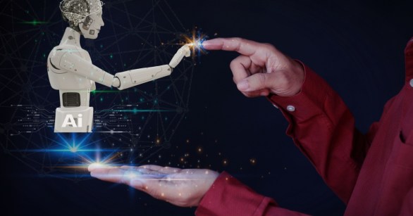 Robot pointing and touching human hand