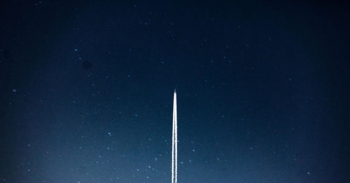 A rocket launching into space