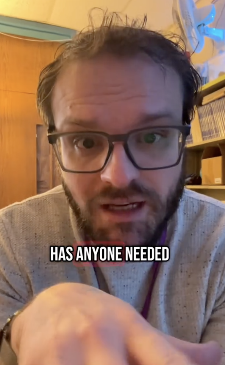 man talking to a camera