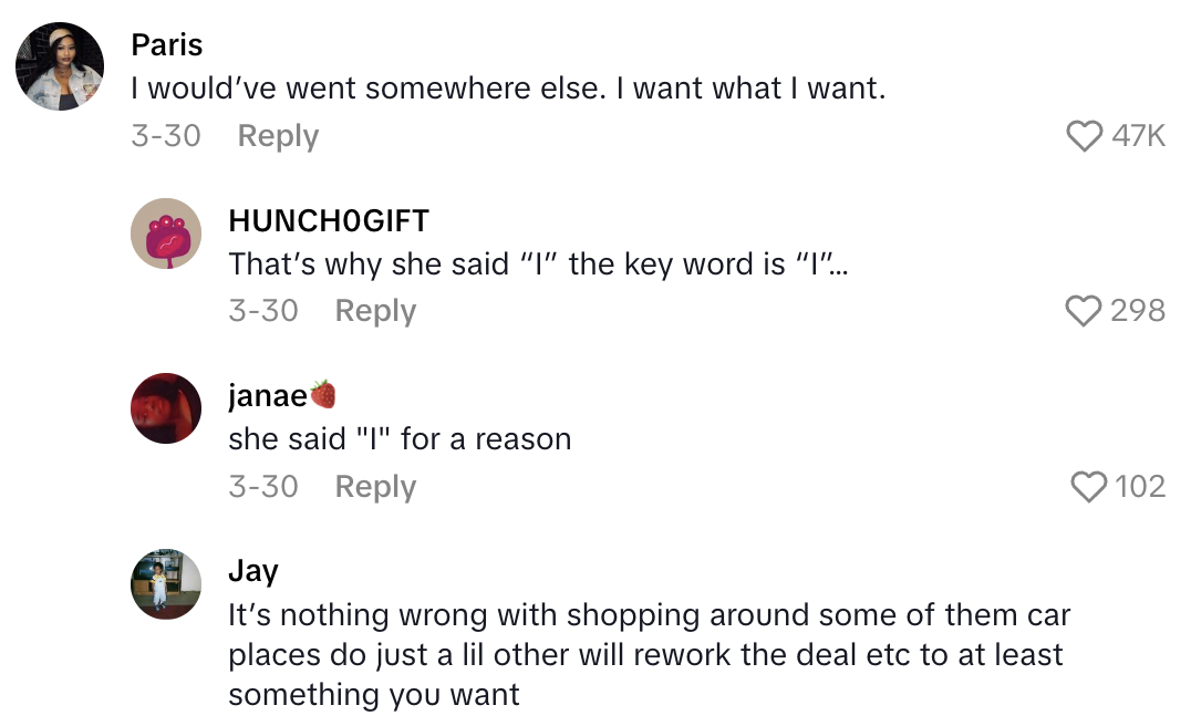 Screenshot 2025 06 01 at 5.09.20 PM A TikTokker Said Her Daughters Bank Decided What Color Car She Could Buy.   She wanted a black car. But the banks pick what you can get.
