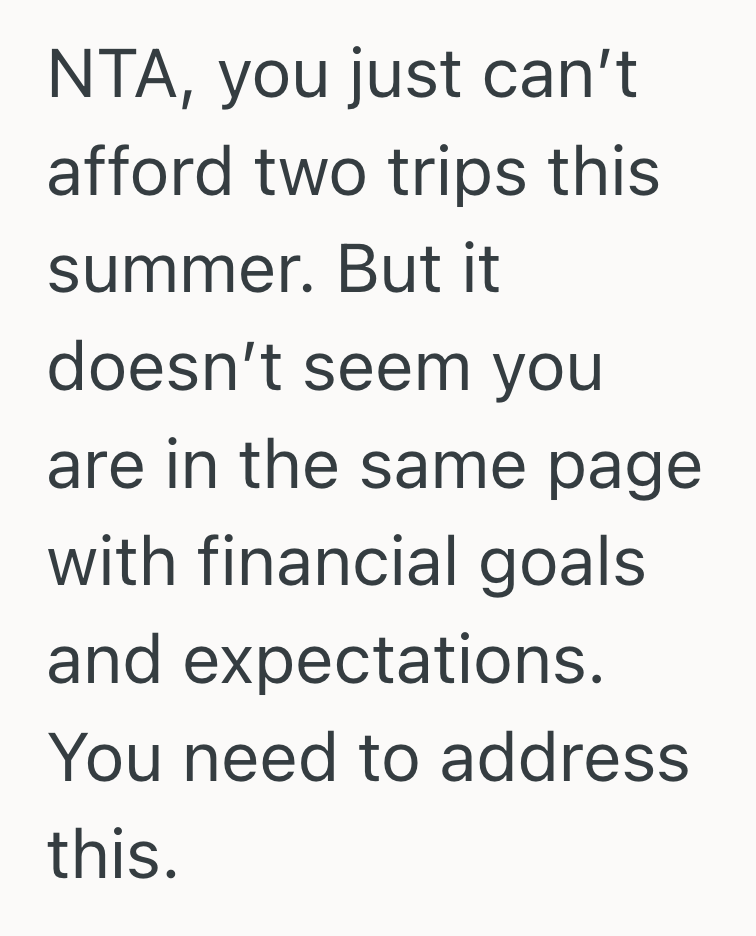 Screenshot 2025 06 05 at 12.52.37 PM Wife Promised To Handle The Summer Trip Costs, But When She Couldnt Follow Through, Husband Refused To Take On The Financial Burden