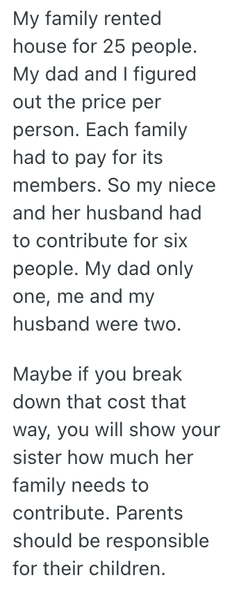 Screenshot 2025 06 06 at 1.10.35 PM She Told Her Sister They Need To Pay For A Family Vacation Equally, But Her Sister Is Mad That She Has To Pay For Her Own Kids