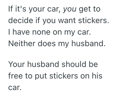 Screenshot 2025 06 07 at 4.00.22 PM Womans Husband Put Stickers On Her Car, And When She Took Them Off He Got Mad At Her