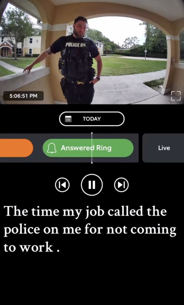 a police officer at someone's door
