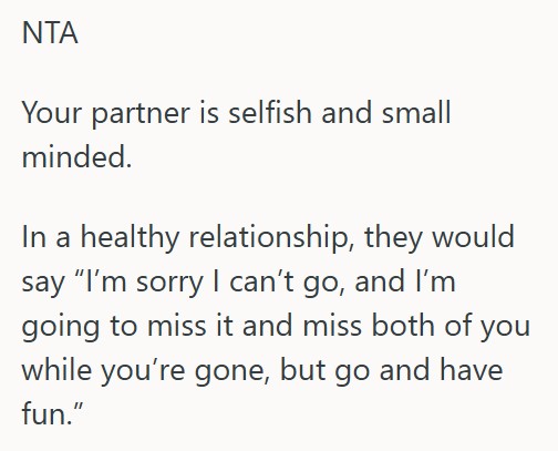 Screenshot 2025 06 13 143908 Her Partner Cant Make It To The Family Trip That They Had Planned Together, So She Wants To Go With Just Her Youngest Child