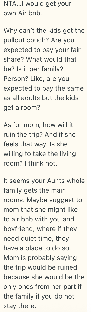 Screenshot 2025 06 14 at 1.34.17 PM She Was Told She And Her Boyfriend Would Have To Sleep On A Pullout Couch On A Family Vacation, So She Wants To Book A Separate Airbnb To Be Comfortable