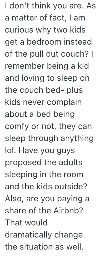 Screenshot 2025 06 14 at 1.35.17 PM She Was Told She And Her Boyfriend Would Have To Sleep On A Pullout Couch On A Family Vacation, So She Wants To Book A Separate Airbnb To Be Comfortable