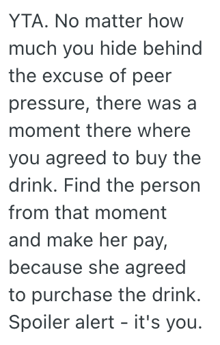 Screenshot 2025 06 14 at 1.53.32 PM Her Friends Pressured Her To Order A Boozy Drink After She Repeatedly Said No, So She Refused To Pay For It When They Went Ahead