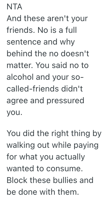 Screenshot 2025 06 14 at 1.53.44 PM Her Friends Pressured Her To Order A Boozy Drink After She Repeatedly Said No, So She Refused To Pay For It When They Went Ahead