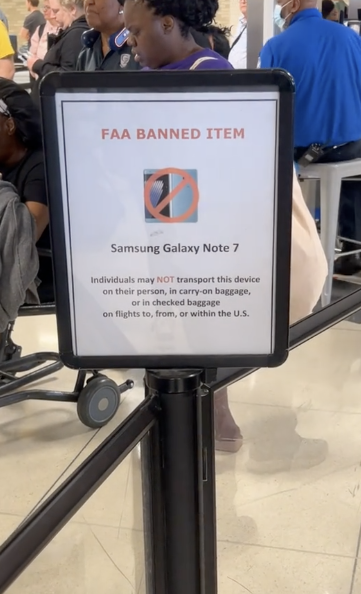 warning sign in an airport