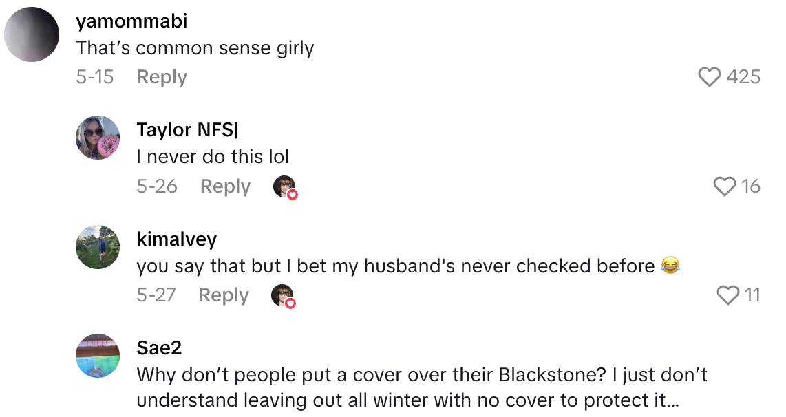 Screenshot 2025 06 20 at 2.22.22 PM Blackstone Griddle Owner Warned People To Check Inside Their Grills Before Using Them