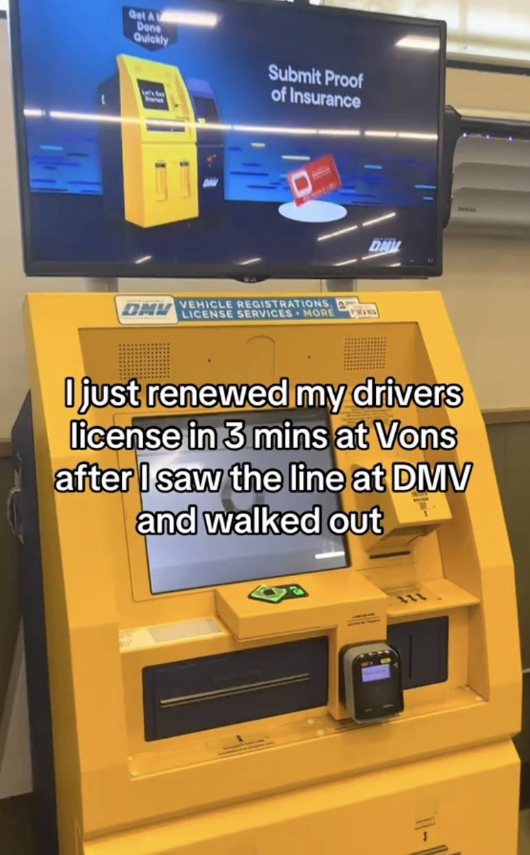 dmv machine in a grocery store