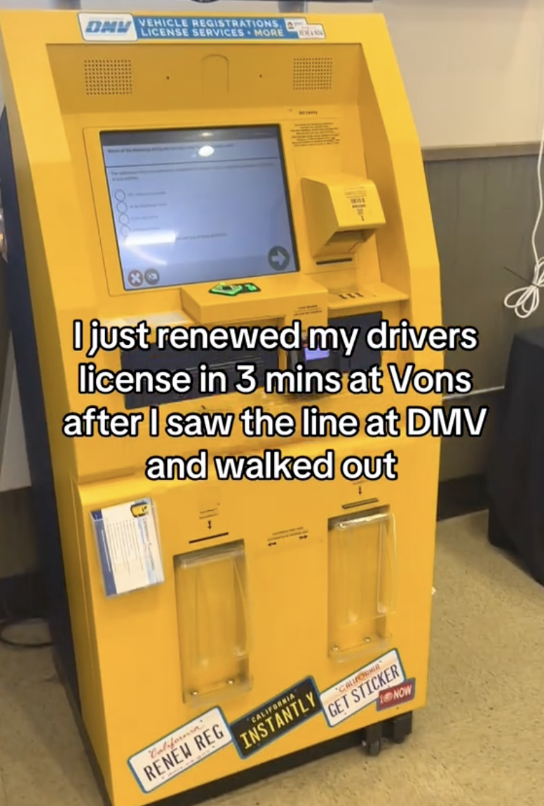 dmv machine in a store