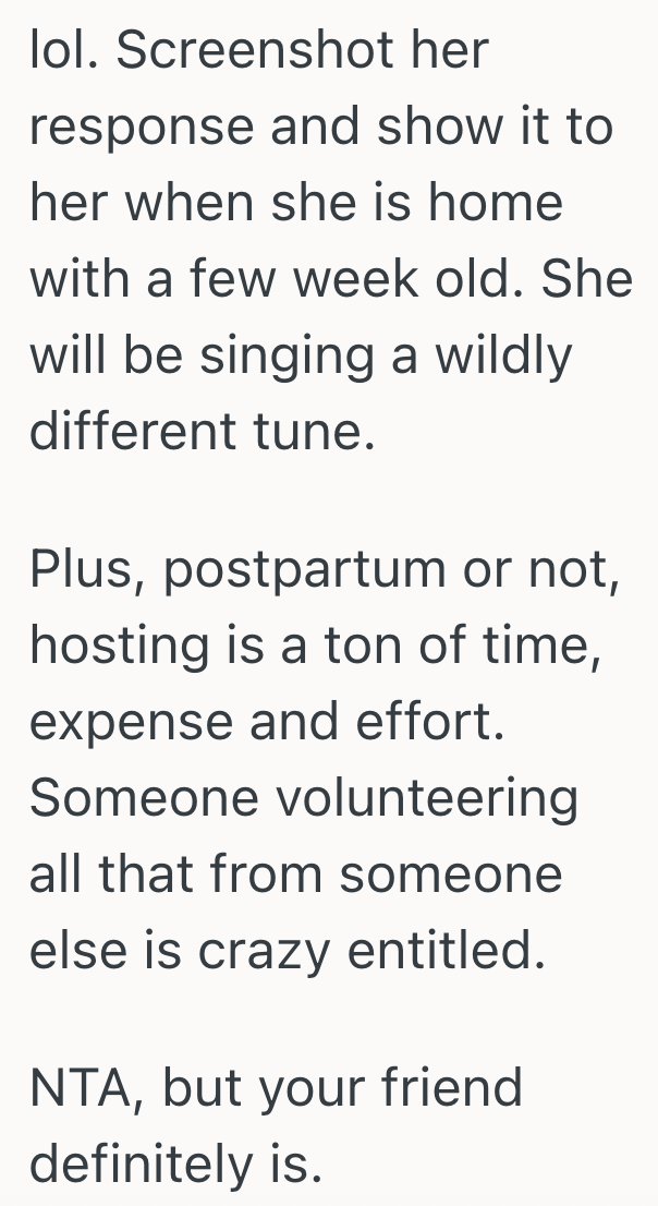 Screenshot 2025 06 20 at 6.15.27 PM She Just Had A Baby Six Weeks Ago, But Her Friend Thinks Its Perfectly Reasonable To Ask Her To Host A Baby Shower