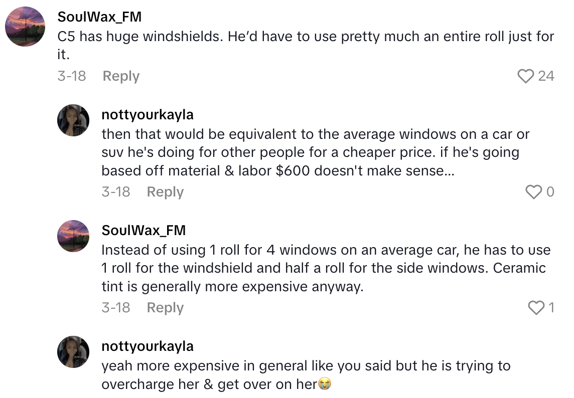 Screenshot 2025 06 21 at 5.36.32 PM A Car Owner Thinks An Auto Care Shop Tried To Rip Her Off When She Asked About Getting Her Windows Tinted