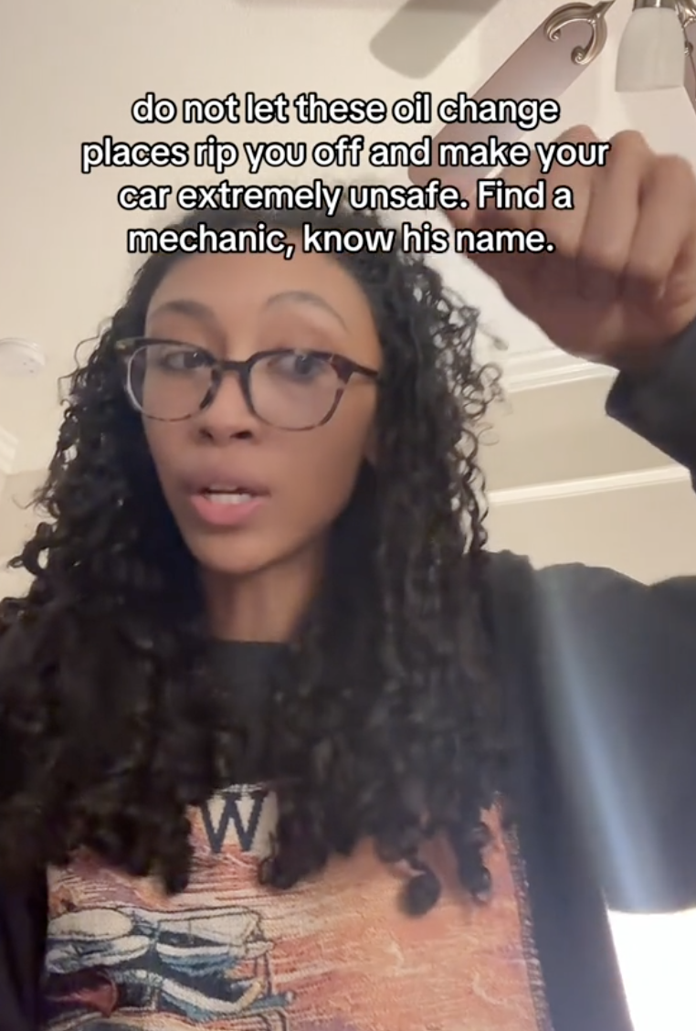 woman talking about oil changes