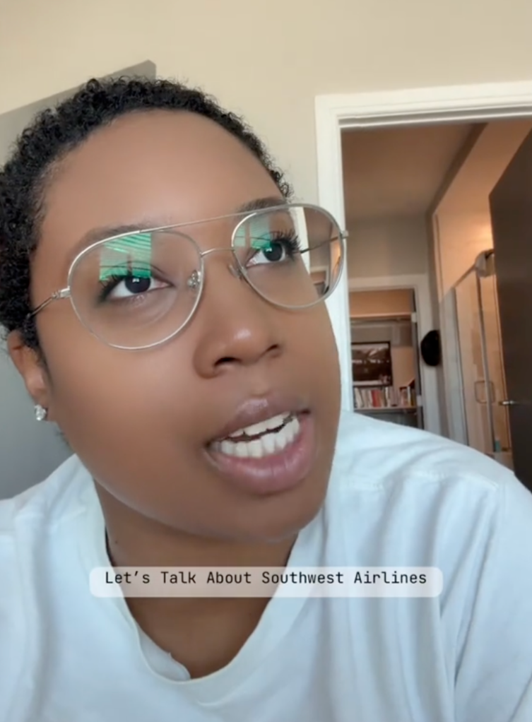 woman talking to a camera