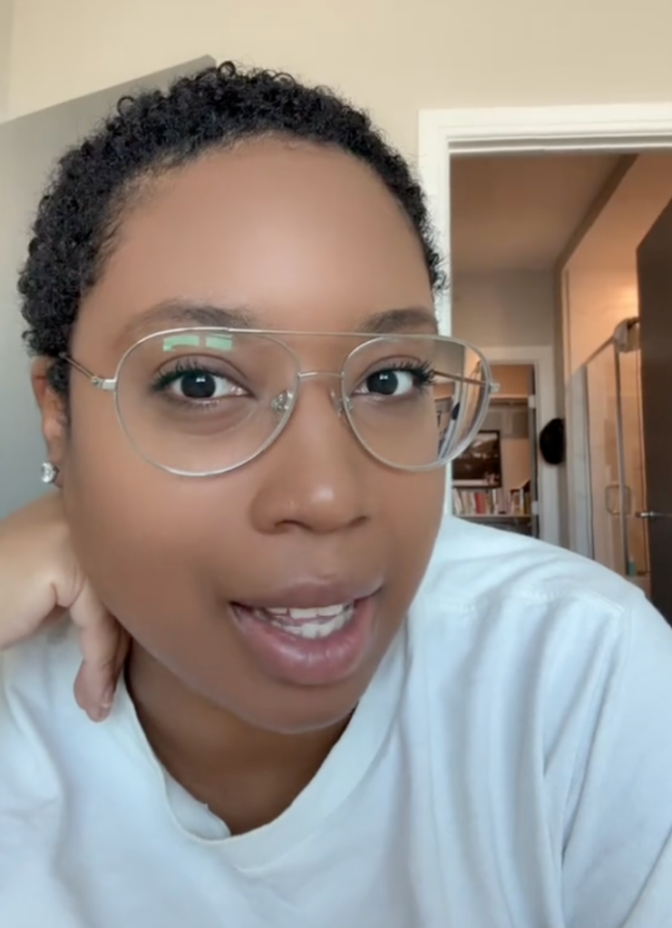 woman talking to a camera